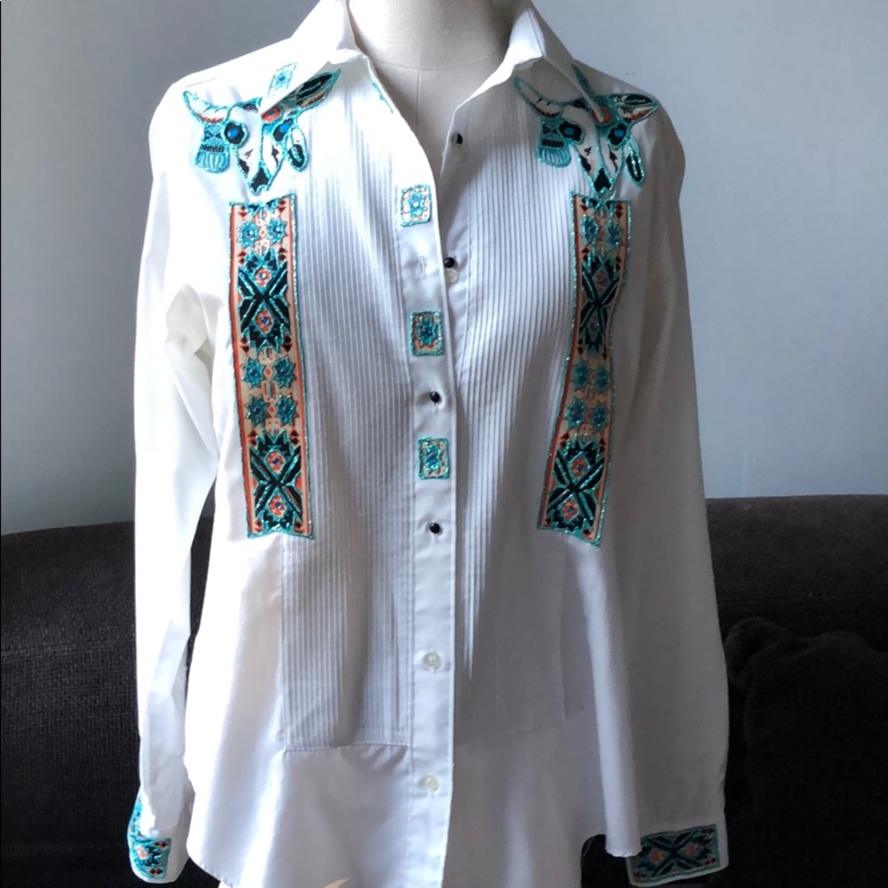 APACHE vintage hand embellished line dancing shirt